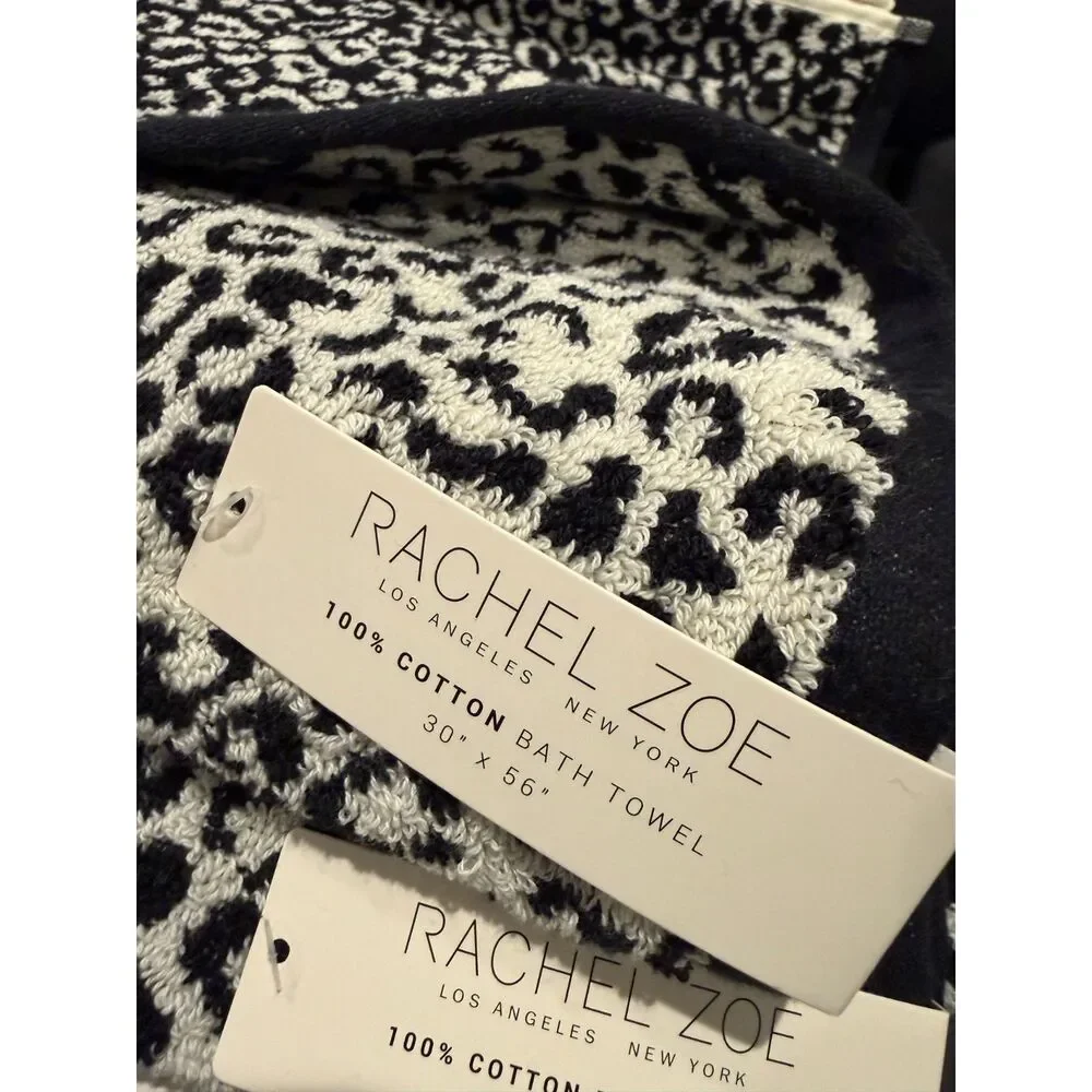Rachel Zoe Leopard cheetahTowel Set Bath, Hand, Washcloths NWT reversable